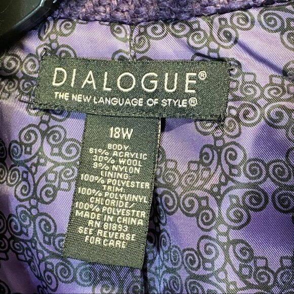 Dialogue for QVC Purple Woven Wool Blend Blazer Size 18W - Picture 4 of 7